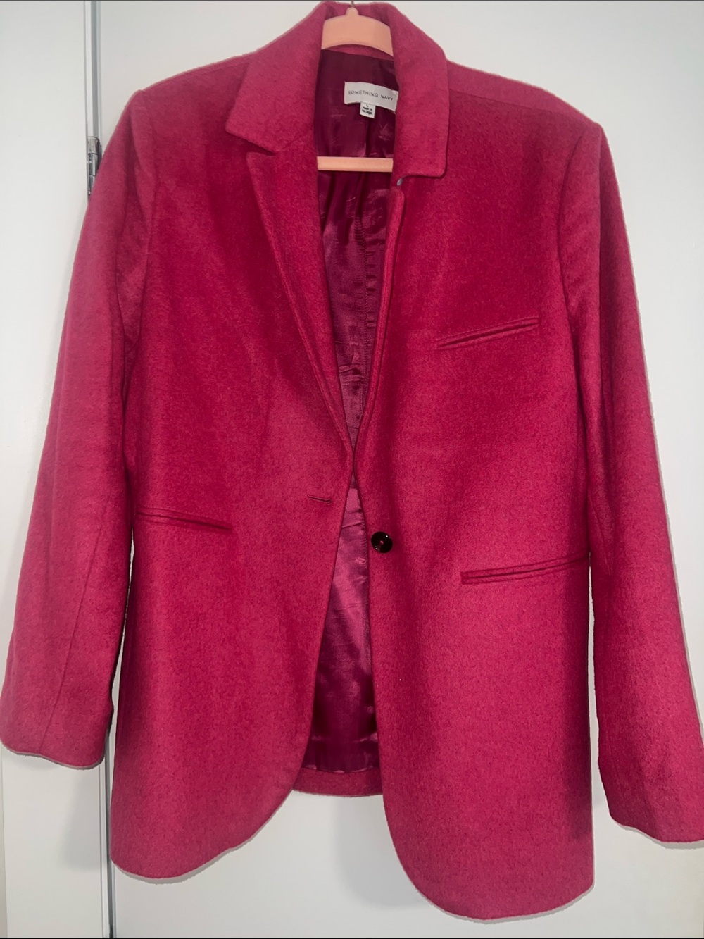 Something Navy Magenta Wool-Blend Blazer